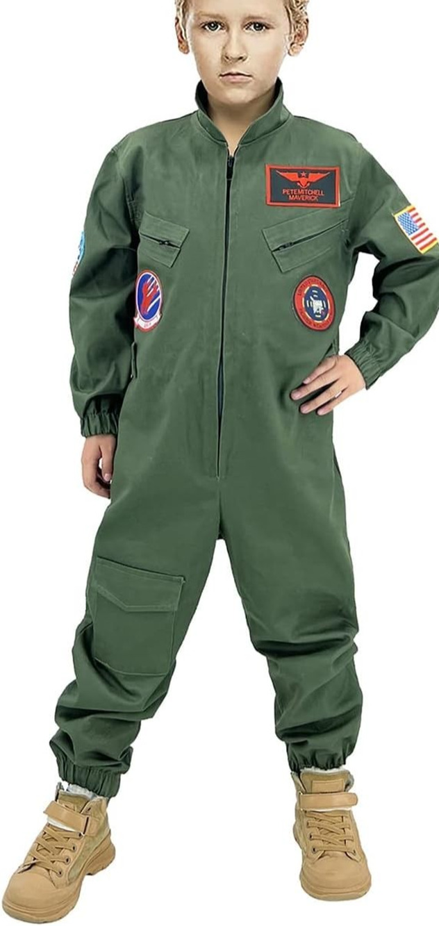 Fighter Pilot Costume Air Force Flight Suit Halloween Cosplay boys size Small